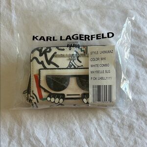 NWT !! Karl Lagerfeld White and Black Graphic Wallet - small leather goods